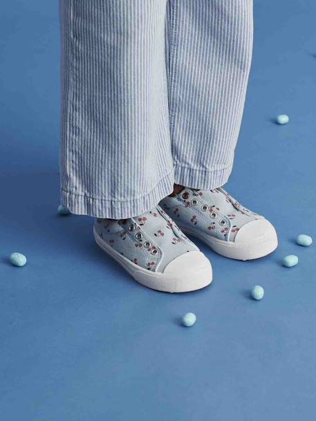 Stoffen elastische sneakers voor meisjes Kersenblauw - vertbaudet enfant 