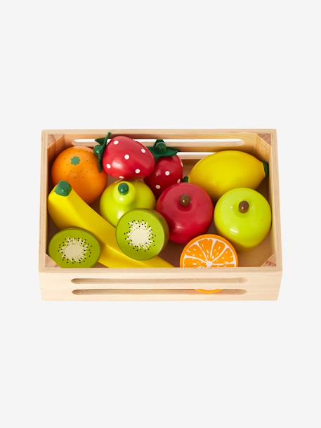 Houten krat met houten fruit voor het diner meerkleurig - vertbaudet enfant 