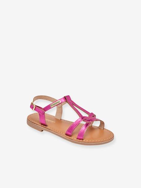 Leren kindersandalen Backle LES TROPEZIENNES® PAR M. BELARBI fuchsia+turquoiseblauw+wit - vertbaudet enfant 