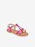 Leren kindersandalen Backle LES TROPEZIENNES® PAR M. BELARBI fuchsia+turquoiseblauw+wit - vertbaudet enfant 