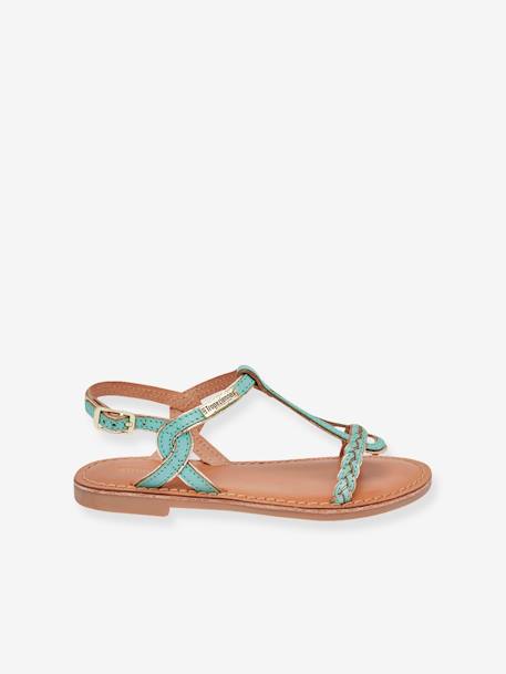 Leren kindersandalen Bappy LES TROPEZIENNES® PAR M. BELARBI beige+bruin+geel+koraal+turquoiseblauw - vertbaudet enfant 