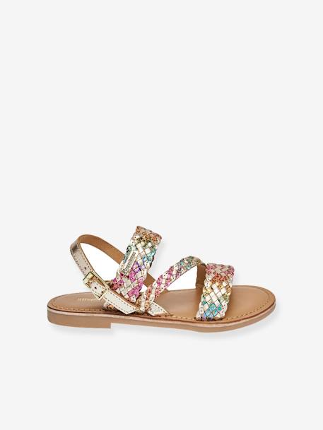 Sandales cuir enfant Bamako BY M. BELARBI argent+multicolore - vertbaudet enfant 