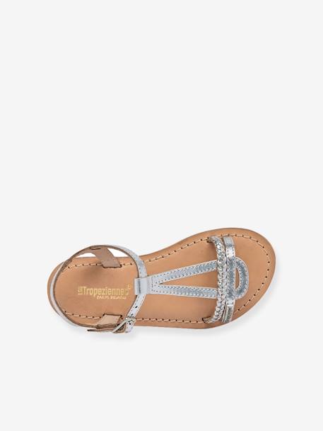 Leren sandalen Badou LES TROPEZIENNES® BY M. BELARBI goudbeige+marineblauw+zilver - vertbaudet enfant 