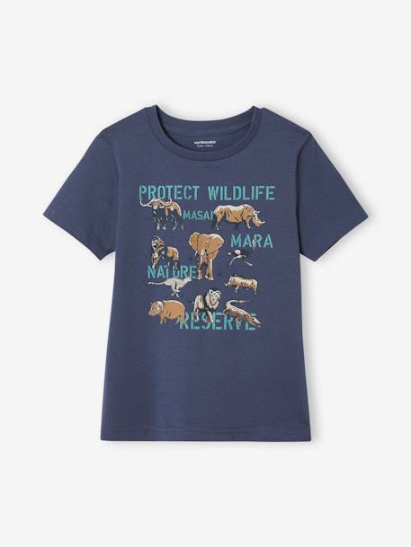Jongensshirt dierenprint Basics gemêleerd grijs+leiblauw - vertbaudet enfant 