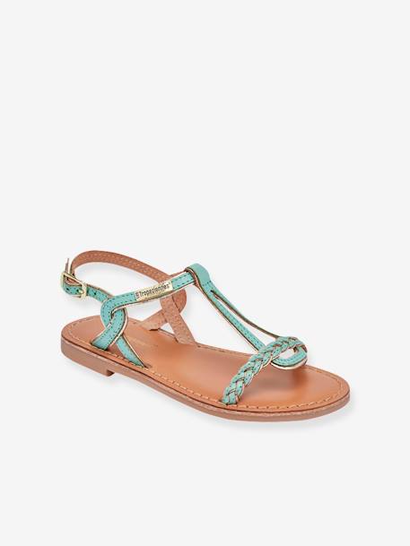 Leren kindersandalen Bappy LES TROPEZIENNES® PAR M. BELARBI beige+bruin+geel+koraal+turquoiseblauw - vertbaudet enfant 