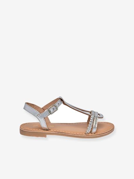 Leren sandalen Badou LES TROPEZIENNES® BY M. BELARBI goudbeige+marineblauw+zilver - vertbaudet enfant 