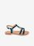 Leren kindersandalen Backle LES TROPEZIENNES® PAR M. BELARBI fuchsia+turquoiseblauw+wit - vertbaudet enfant 