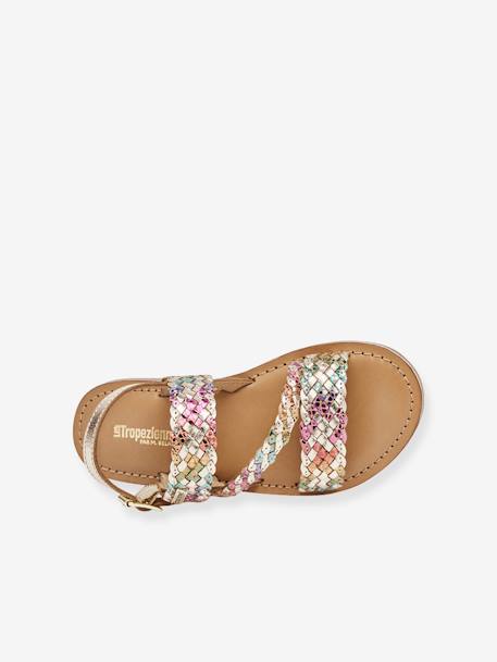 Sandales cuir enfant Bamako BY M. BELARBI argent+multicolore - vertbaudet enfant 