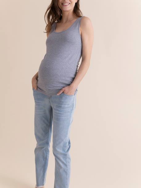 Zwangerschapstop van biologisch katoen ENVIE DE FRAISE GRIS MOYEN CHINE - vertbaudet enfant 