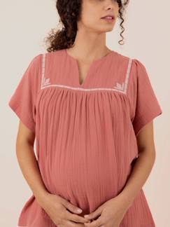 Zwangerschapskleding-Overhemd, tuniek-Zwangerschapsblouse Farah ENVIE DE FRAISE van katoengaas