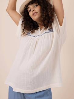 Zwangerschapskleding-Overhemd, tuniek-Zwangerschapsblouse Farah ENVIE DE FRAISE van katoengaas