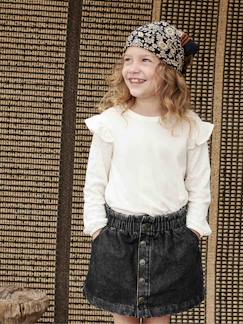 Jupe en jean pressionnée style paperbag fille  - vertbaudet enfant