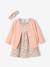 Ensemble bébé fille 3 pièces robe cardigan bandeau bleu grisé+corail+vert+vieux rose - vertbaudet enfant 