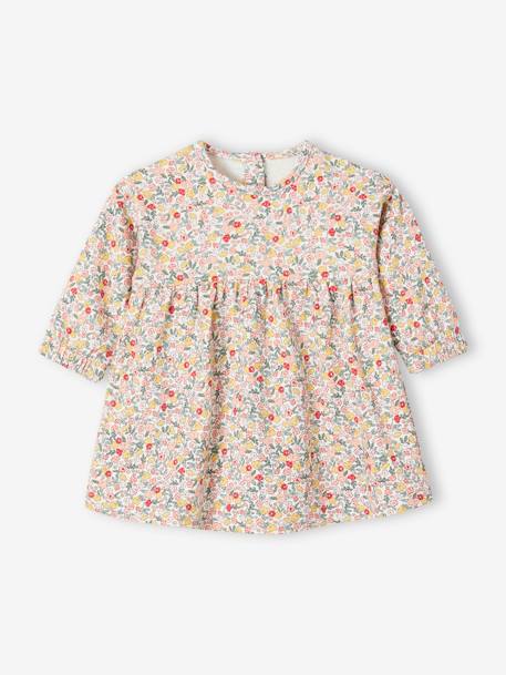 Ensemble bébé fille 3 pièces robe cardigan bandeau bleu grisé+corail+vert+vieux rose - vertbaudet enfant 