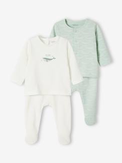 Baby-Pyjama,  overpyjama-Set van 2 tweedelige babypyjama's van katoenjersey