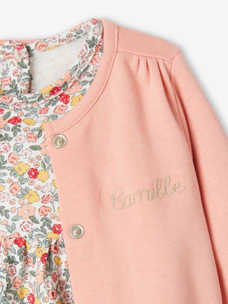 Ensemble bébé fille 3 pièces robe cardigan bandeau bleu grisé+corail+vert+vieux rose - vertbaudet enfant 