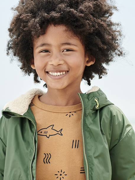 Jongenssweater met haaienmotief karamel - vertbaudet enfant 