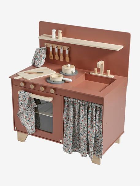 Kitchenette met FSC® houtgordijn framboos+meerkleurig - vertbaudet enfant 
