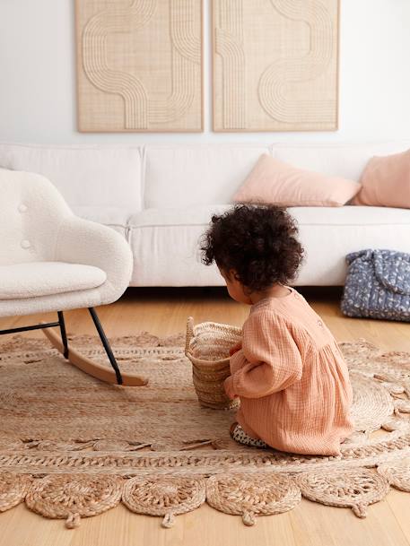 Robe brodée bébé en gaze de coton caramel - vertbaudet enfant 