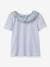 Tee-shirt fille col tissu Liberty- coton biologique CYRILLUS bleu grisé - vertbaudet enfant 