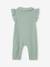 Combinaison bébé fille en gaze de coton manches courtes à volants caramel+vert sauge - vertbaudet enfant 
