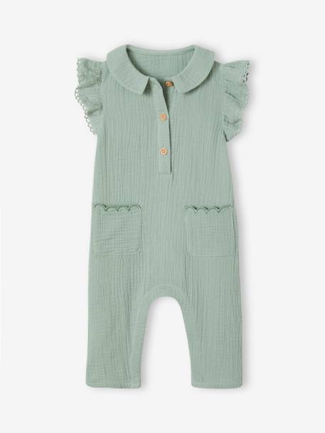 Babypakje van katoengaas karamel+saliegroen - vertbaudet enfant 