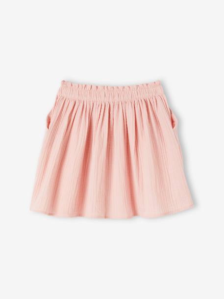 Jupe fille en gaze de coton beige+bleu grisé+rose+vert sauge+vieux rose+violet - vertbaudet enfant 