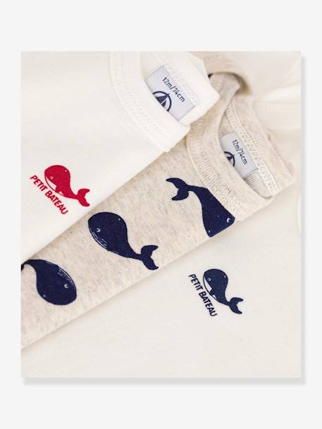 Lot 3 bodies manches courtes imprimé baleine blanc - vertbaudet enfant 