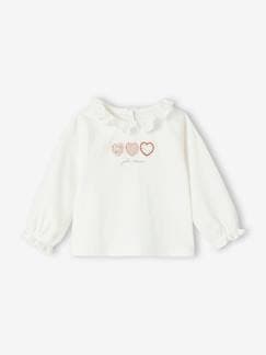 Baby-T-shirt, coltrui-Geboorteshirt met kraag in Engels borduurwerk