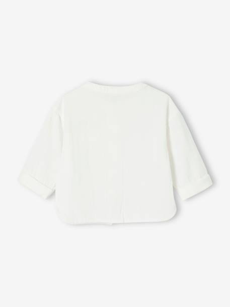 Chemise bébé col mao en gaze de coton personnalisable écru+vert foncé - vertbaudet enfant 