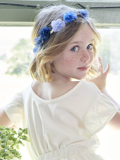 Nude en goudkleurige bloemenkrans voor meisjes blauw - vertbaudet enfant 