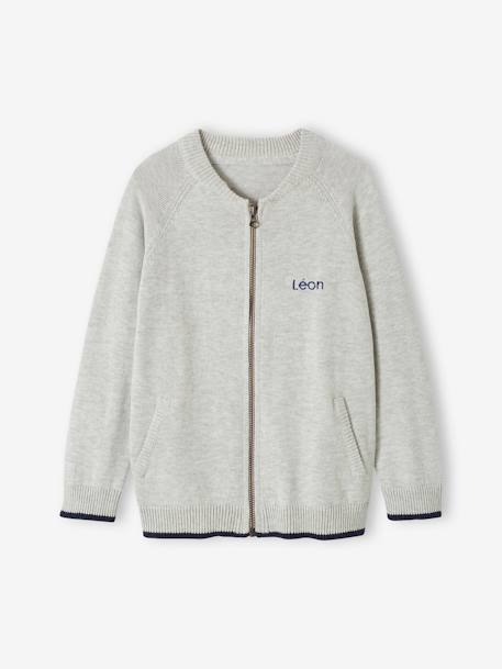 Gilet zippé style teddy personnalisable garçon gris chiné - vertbaudet enfant 