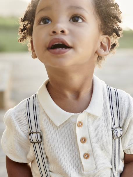 Polo en tricot bébé écru - vertbaudet enfant 