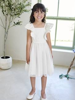 -Robe cérémonie fille satin de coton à volants