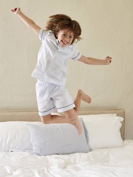 Pyjashort jongens personaliseerbaar blauw, gestreept - vertbaudet enfant 