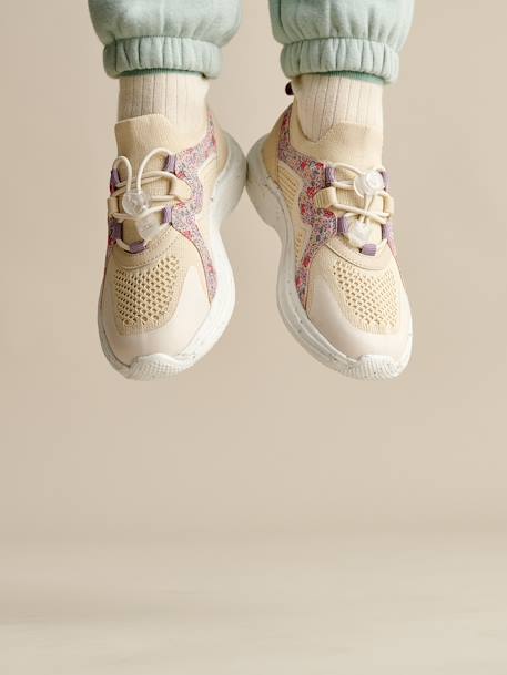Elastische sportieve meisjessneakers met dikke zool veel beige - vertbaudet enfant 
