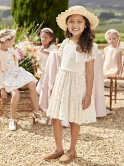Feestelijke jurk van geborduurd tule met bloemenprint  - vertbaudet enfant