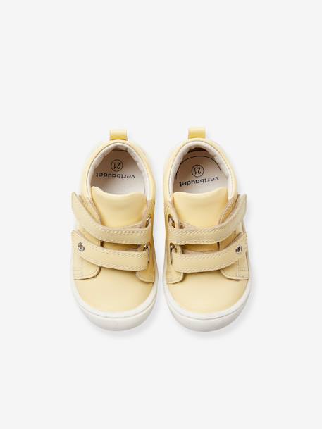 Bottillons scratchés cuir souple bébé premiers pas bordeaux+jaune pâle+marine+or+rose - vertbaudet enfant 