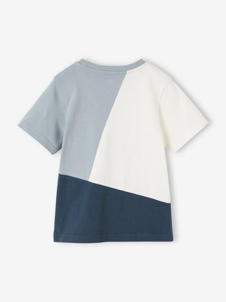 T-shirt garçon colorblock sport manches courtes gris chiné+vert d'eau - vertbaudet enfant 