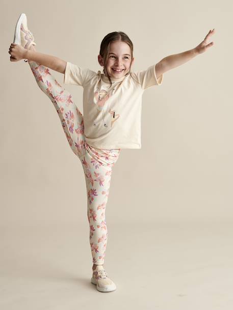 Legging sport en matière technique fille motifs fleurs exotiques multicolore - vertbaudet enfant 