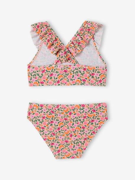 Maillot de bain 2 pièces imprimé fleuri rose pâle+vert imprimé - vertbaudet enfant 