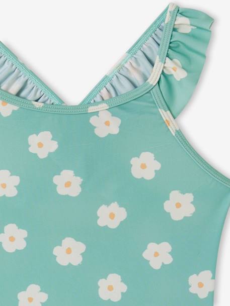 Meisjesbadpak met bloemenprint blauwgroen - vertbaudet enfant 
