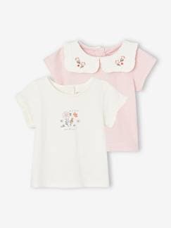 Baby-T-shirt, coltrui-Set van 2 geboorteshirts in biologisch katoen
