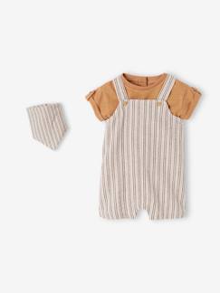 Baby-3-delige set: korte salopette, T-shirt en bandana geboorte