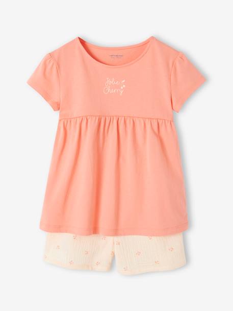 Pyjashort fille en gaze de coton rose - vertbaudet enfant 