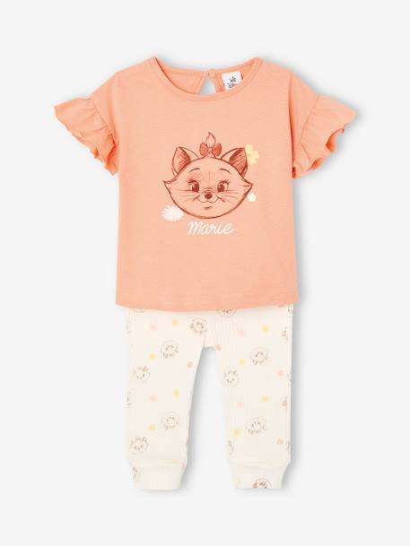 Babyset met T-shirt + legging Disney® Marie De Aristokatten abrikoos - vertbaudet enfant 