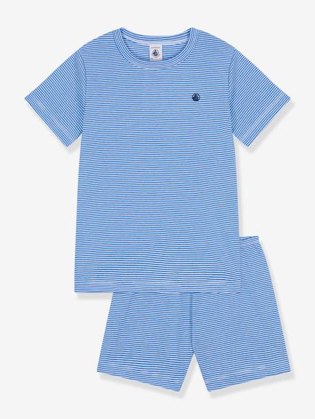Gestreepte korte jongenspyjama PETIT BATEAU blauw - vertbaudet enfant 