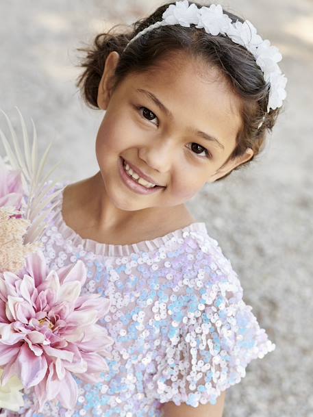 Robe cérémonie à sequins fille écru - vertbaudet enfant 