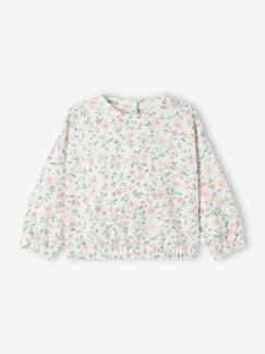Baby-Trui, vest, sweater-Sweater-Fleece babysweater met bloemetjes