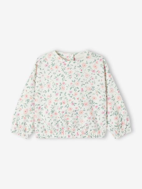 Fleece babysweater met bloemetjes ecru - vertbaudet enfant 